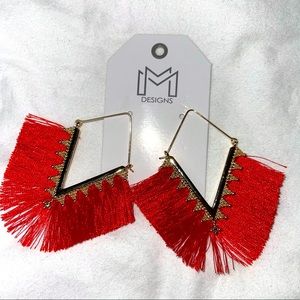Red Fringe Earrings